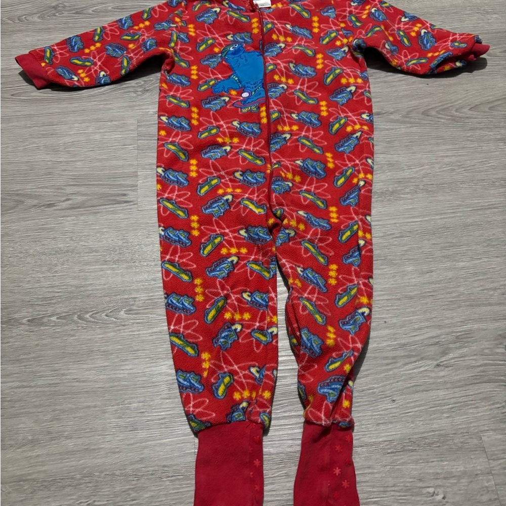 Sesame Street Red Footie with Blue Character Print